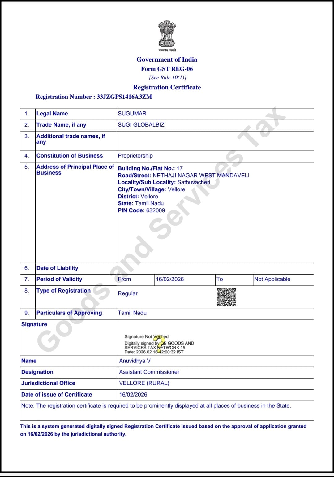 GST Registration Certificate